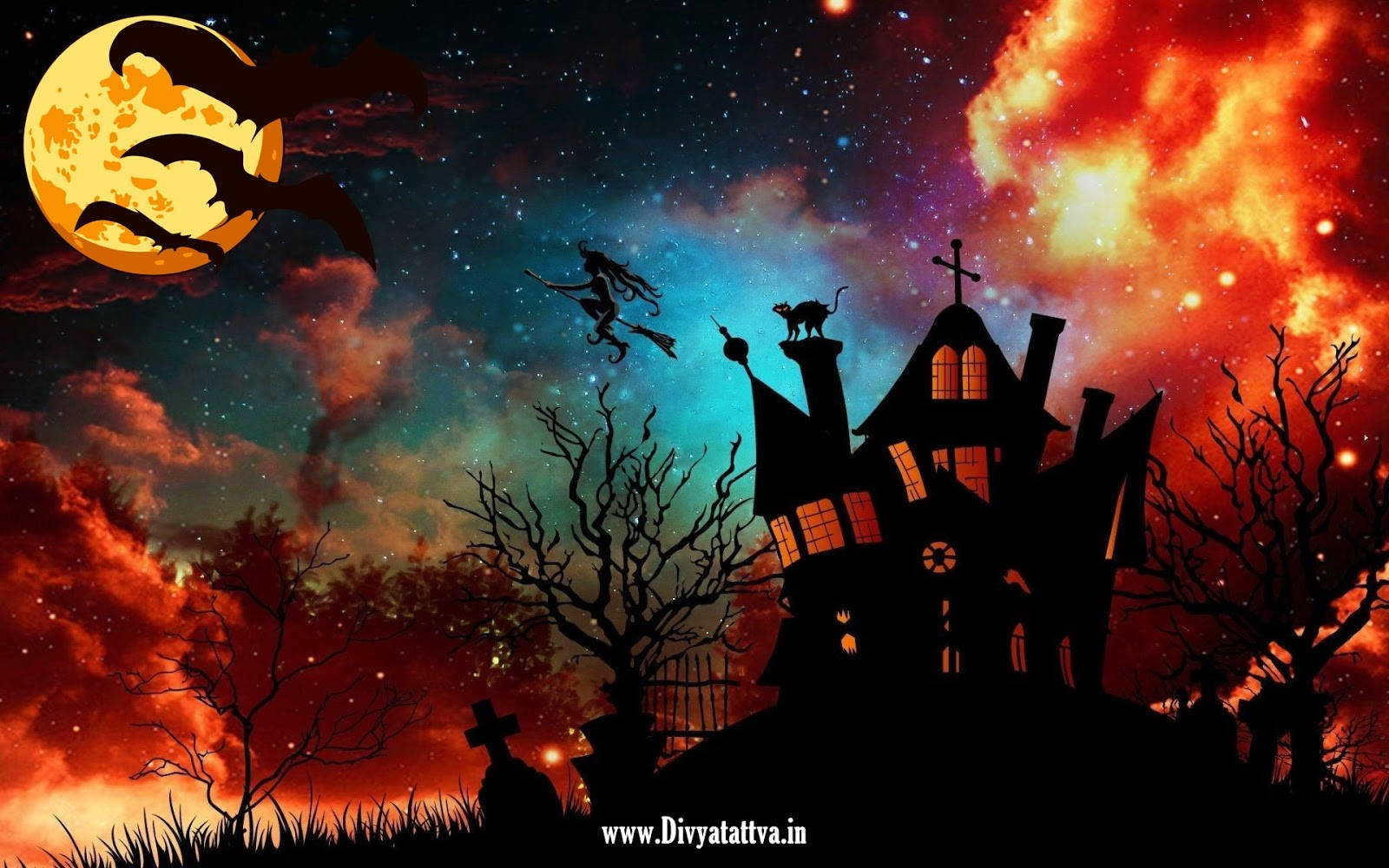 Spooky Season Haunted House Wallpaper