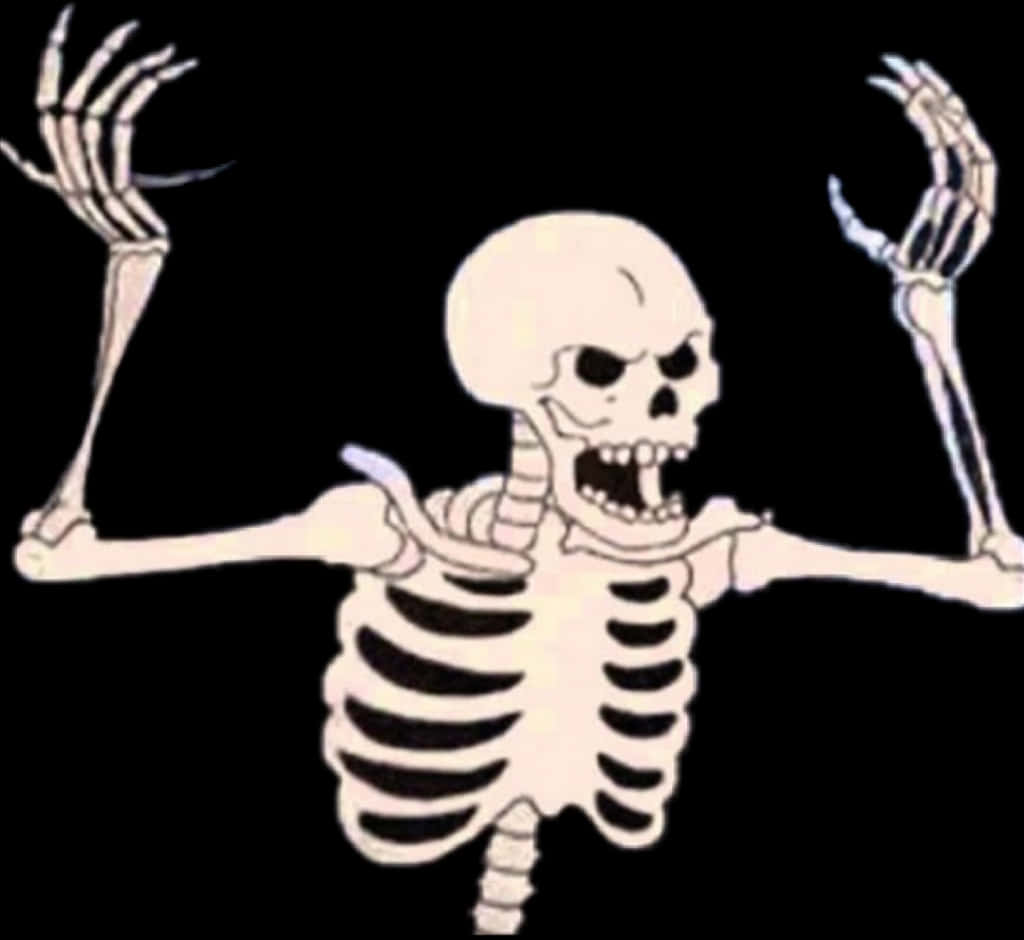Spooky Skeleton Raising Arms PNG