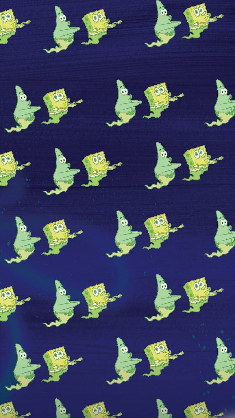 Spooky SpongeBob Og Patrick Ghost Mønster Wallpaper