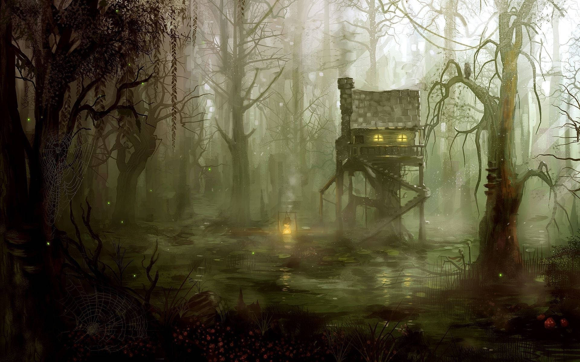 Spooky Swamp Forest Background Wallpaper
