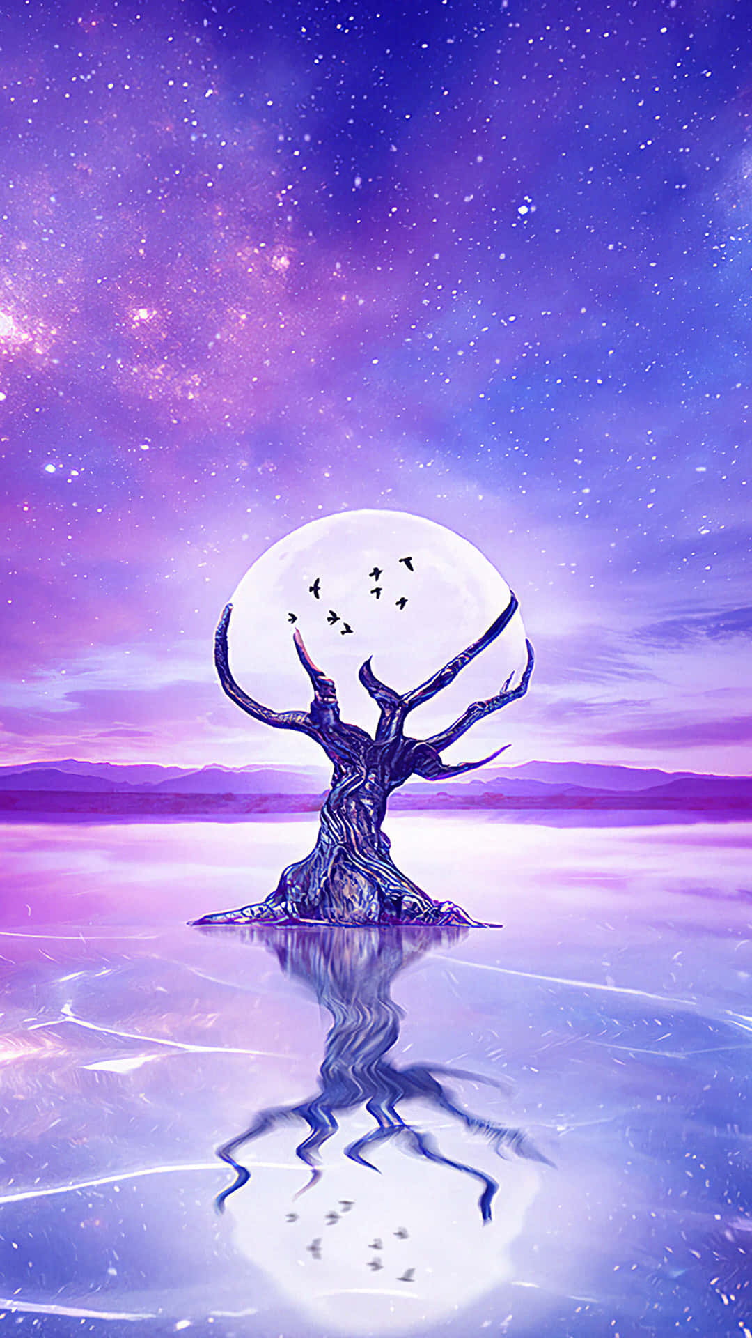 Gespenstischerbaum Nachthimmel Mond Wallpaper