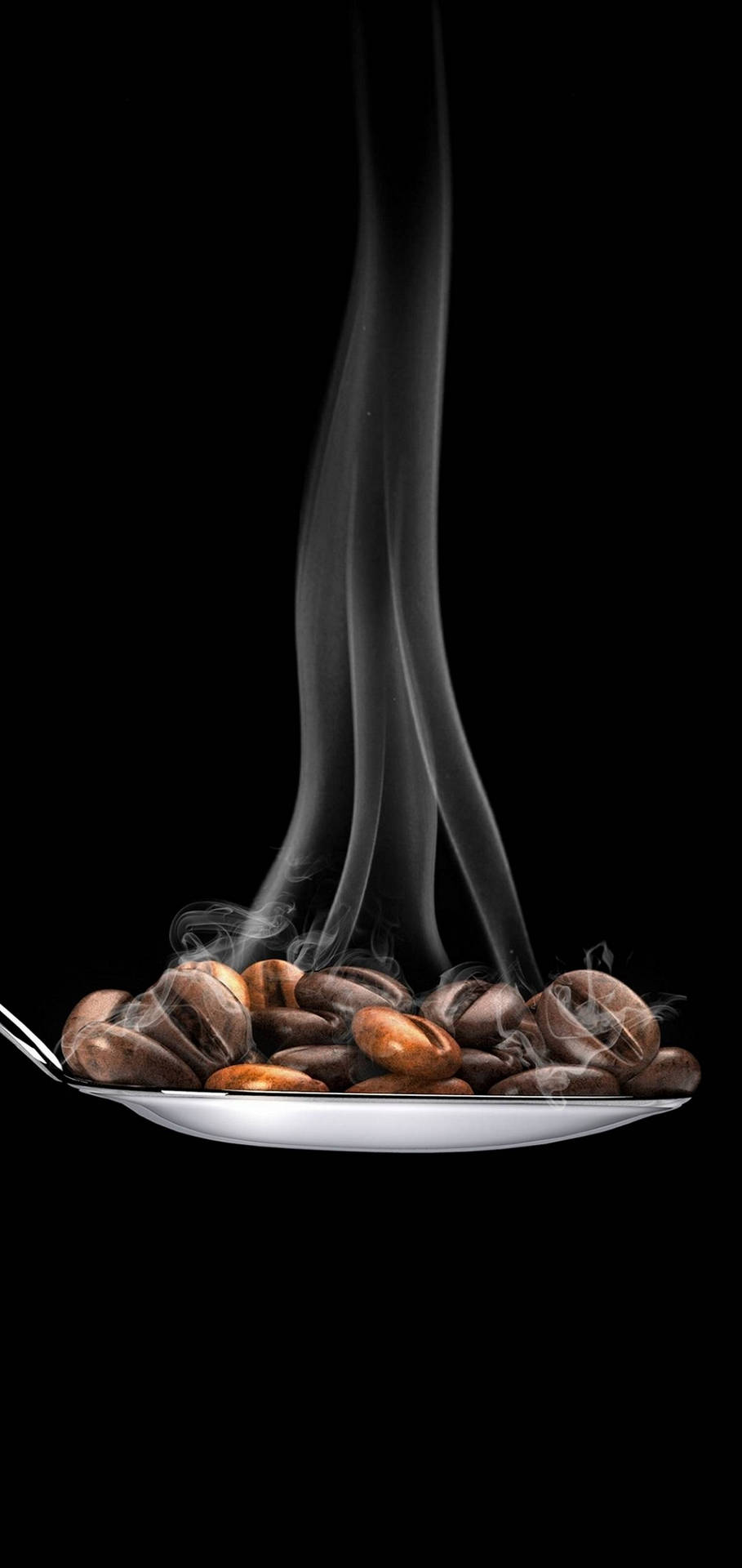 Spoon Holding Coffee Beans Background