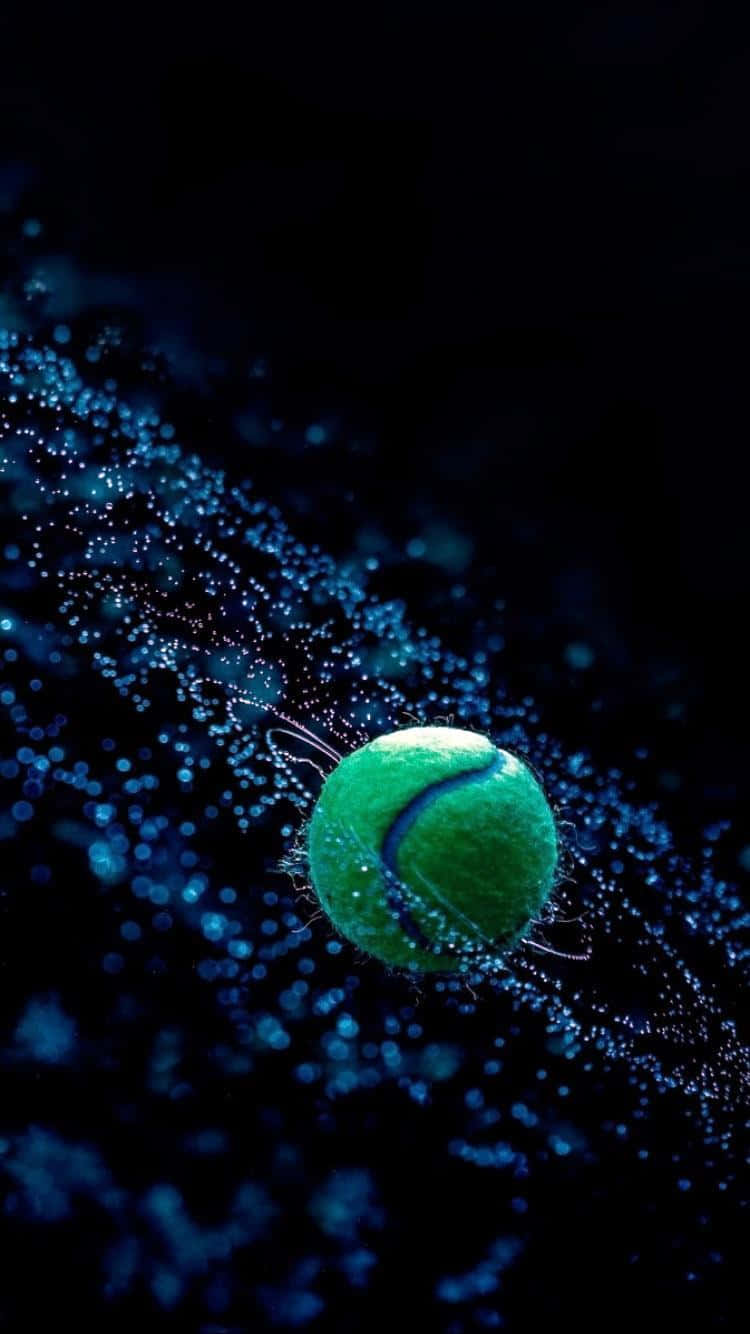A Tennis Ball Floating In A Dark Background