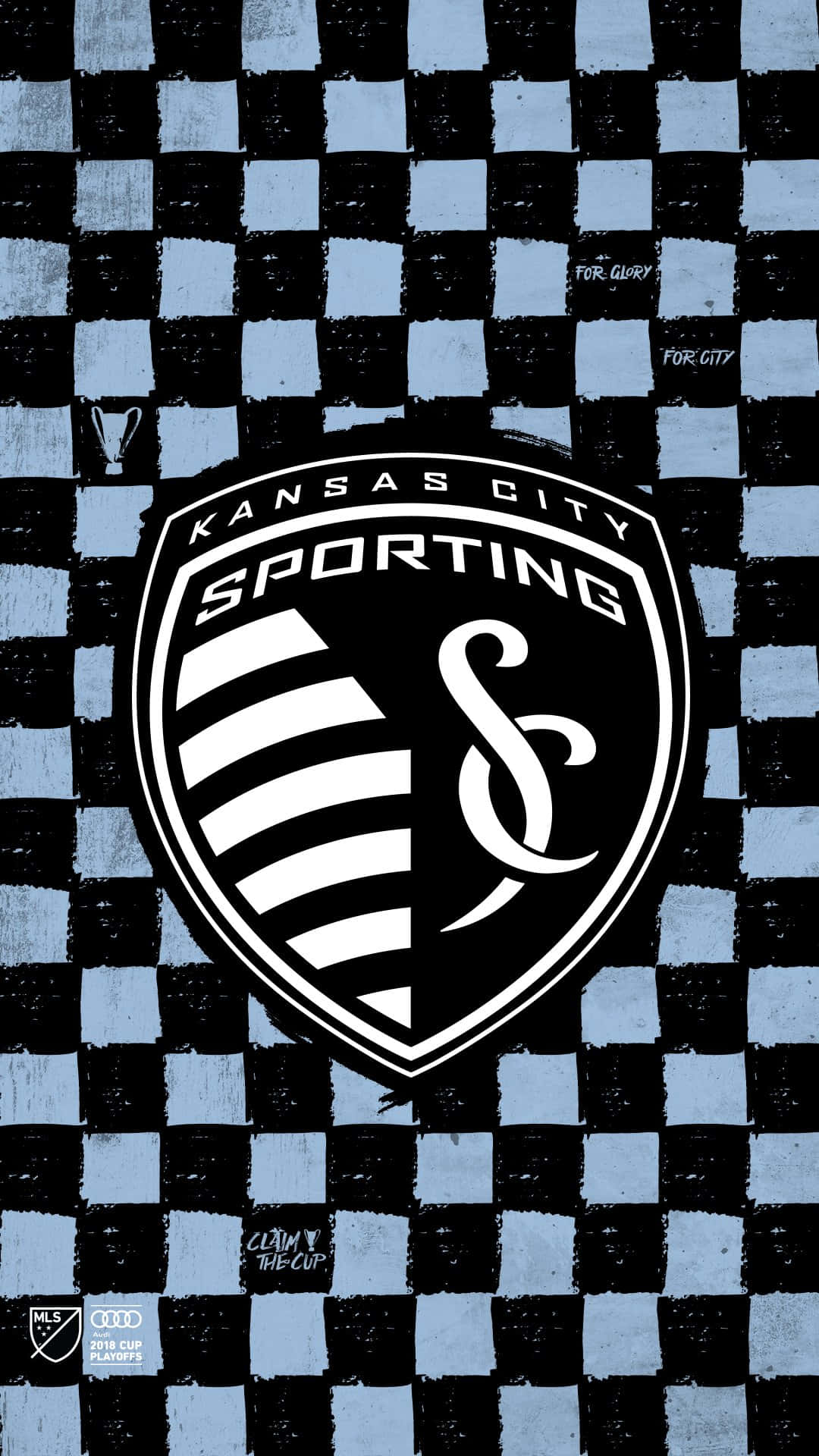 Sporting Kansas City Checkered Pattern Wallpaper