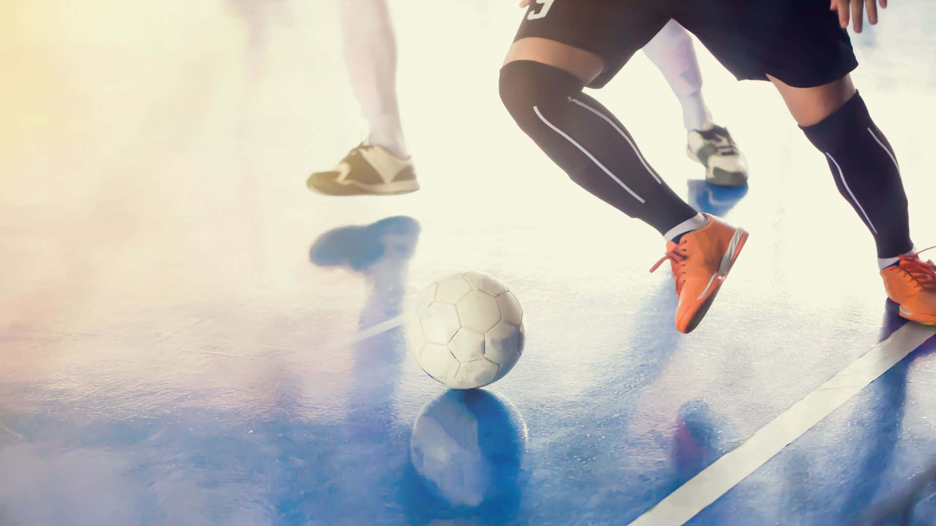 Indoor Soccer White Ball Sports Background