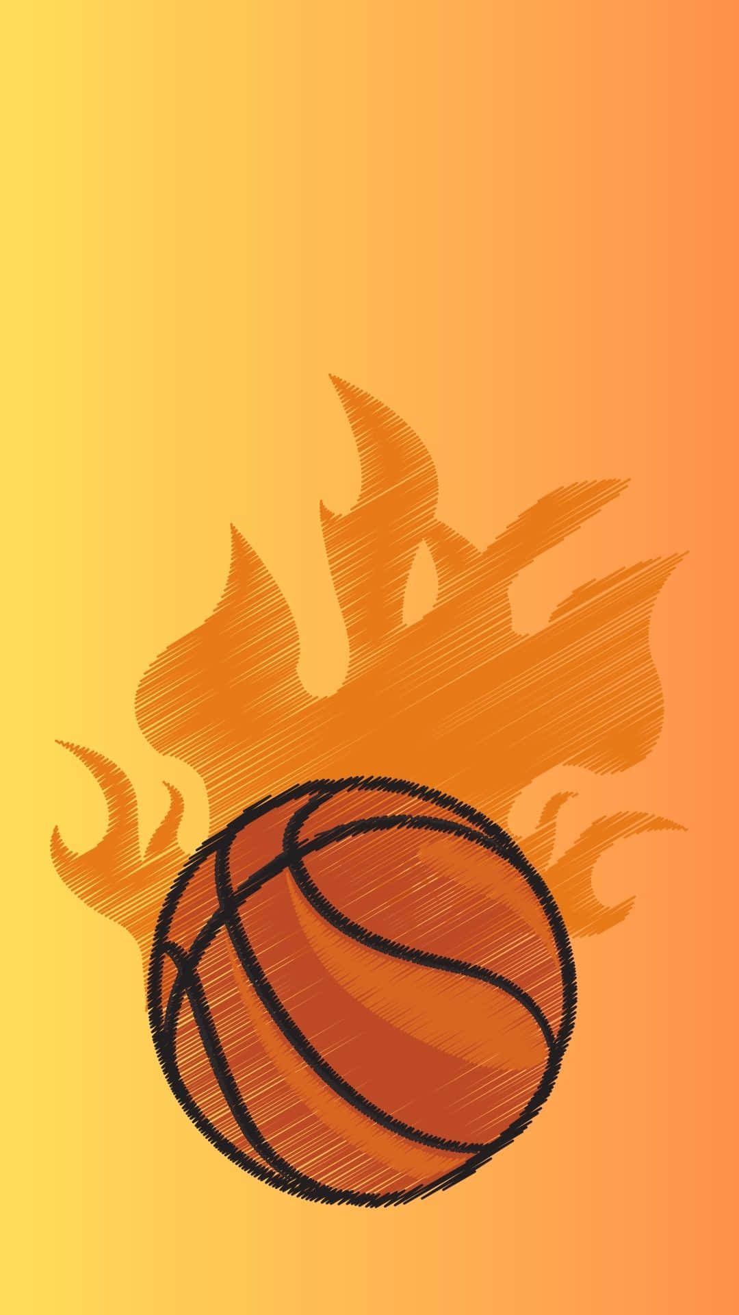 Flaming Orange Basketball Sports Background