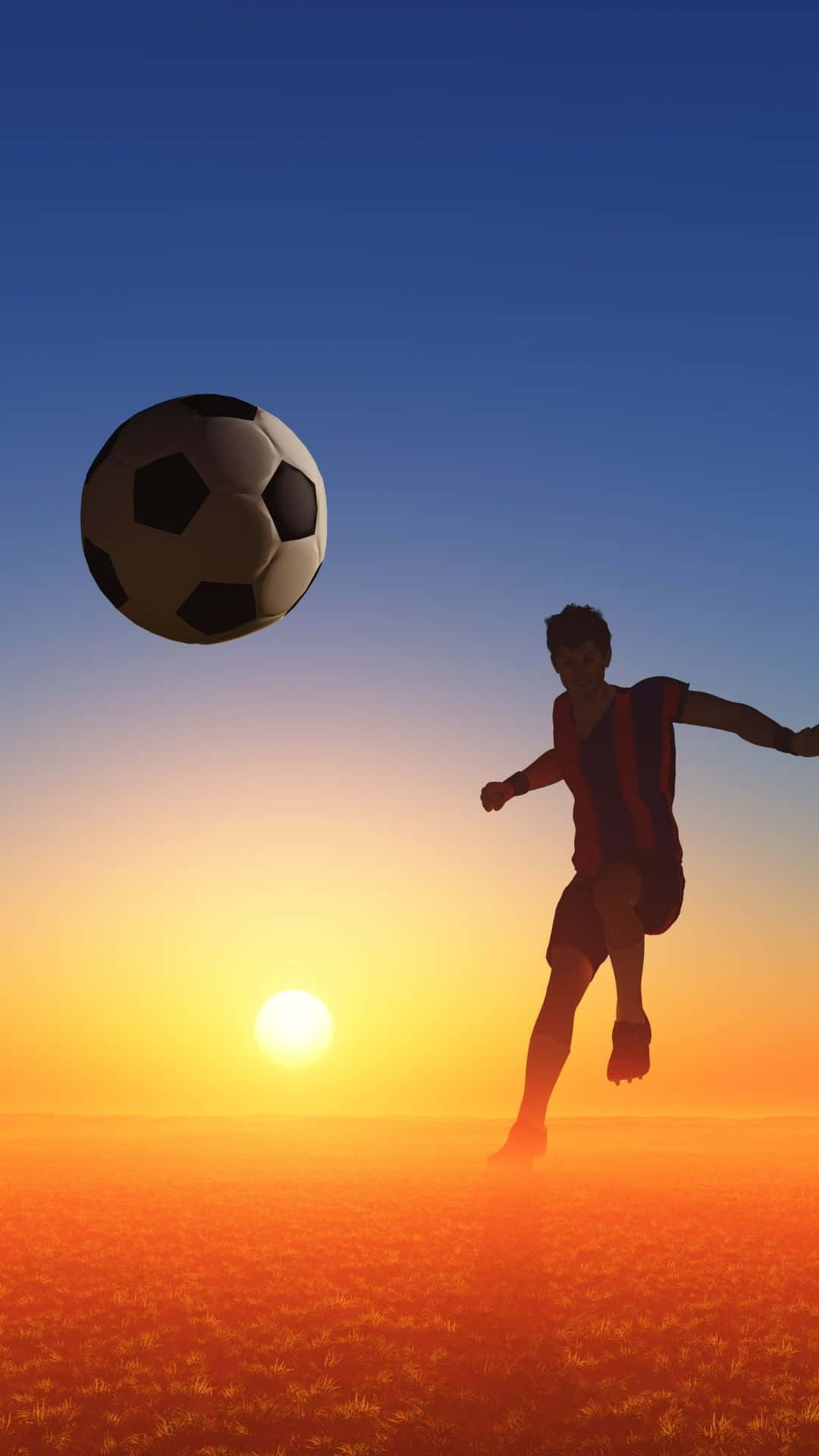 Sunset And Soccer Athlete Sports Background