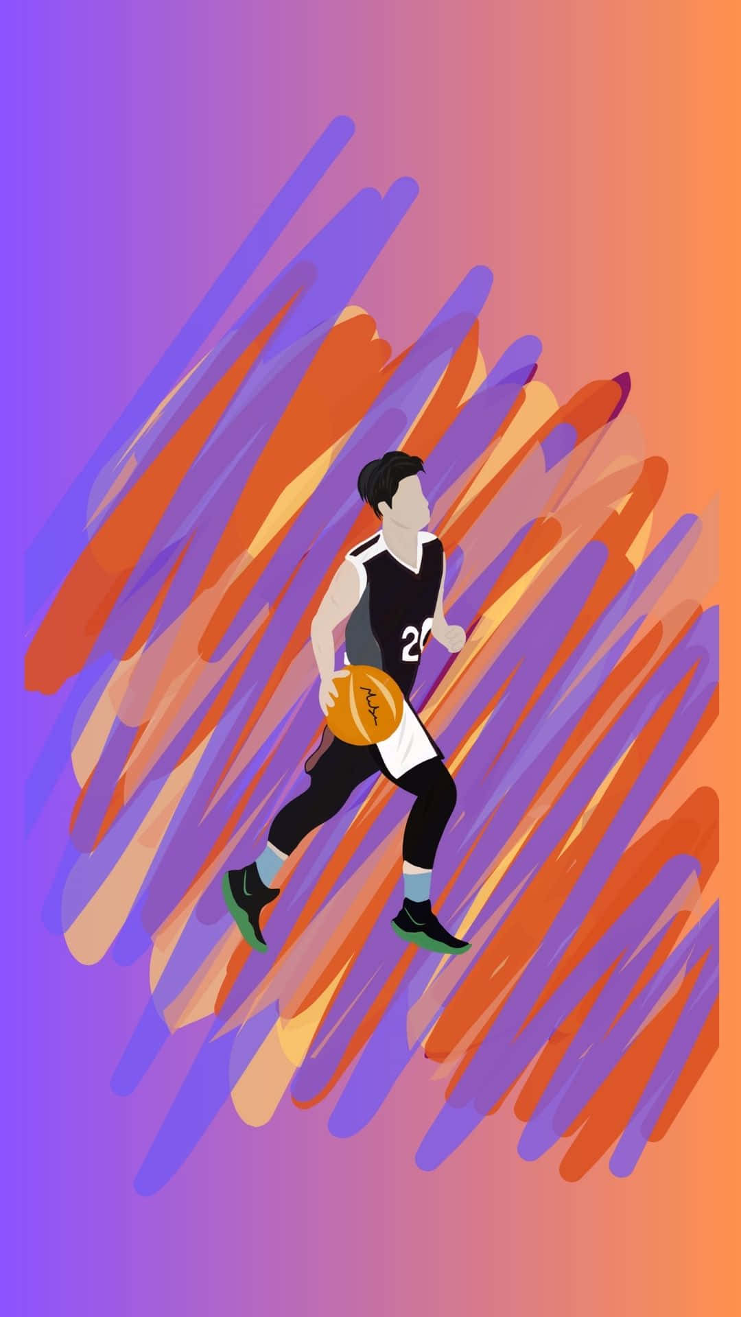 Basketball Sports Athlete On Purple Orange Gradient Background