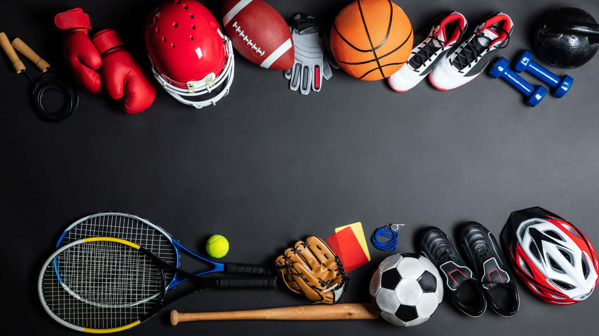 Tennis Rackets And Helmet Sports Equipment Background