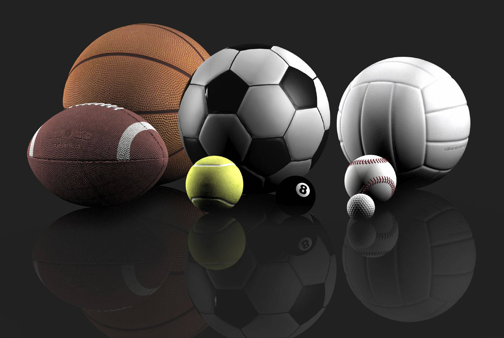Sports Balls Reflection Black