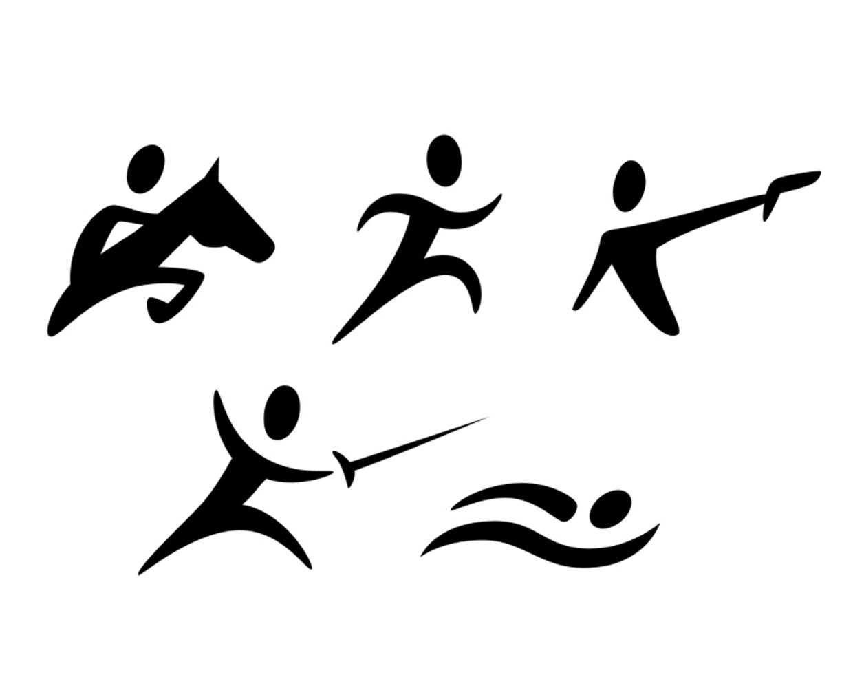 Sports Icons Silhouette Modern Pentathlon Wallpaper