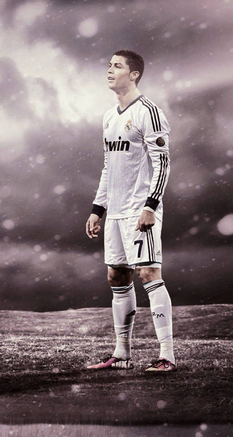 Footballspelarencristiano Ronaldo Från Portugal Har Sin Sportiga Iphone. Wallpaper