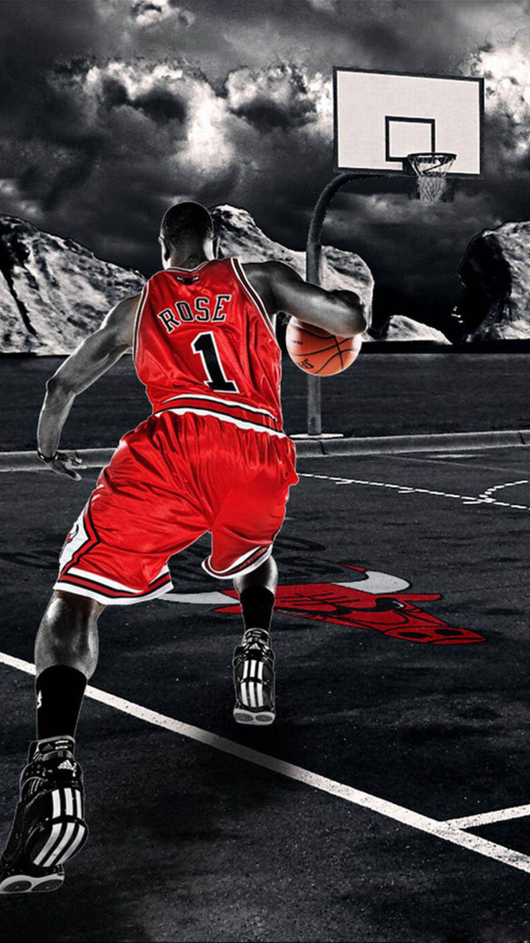 Amerikanischerprofi-basketballspieler Derrick Rose Beim Fahren Von Sportiphone Wallpaper