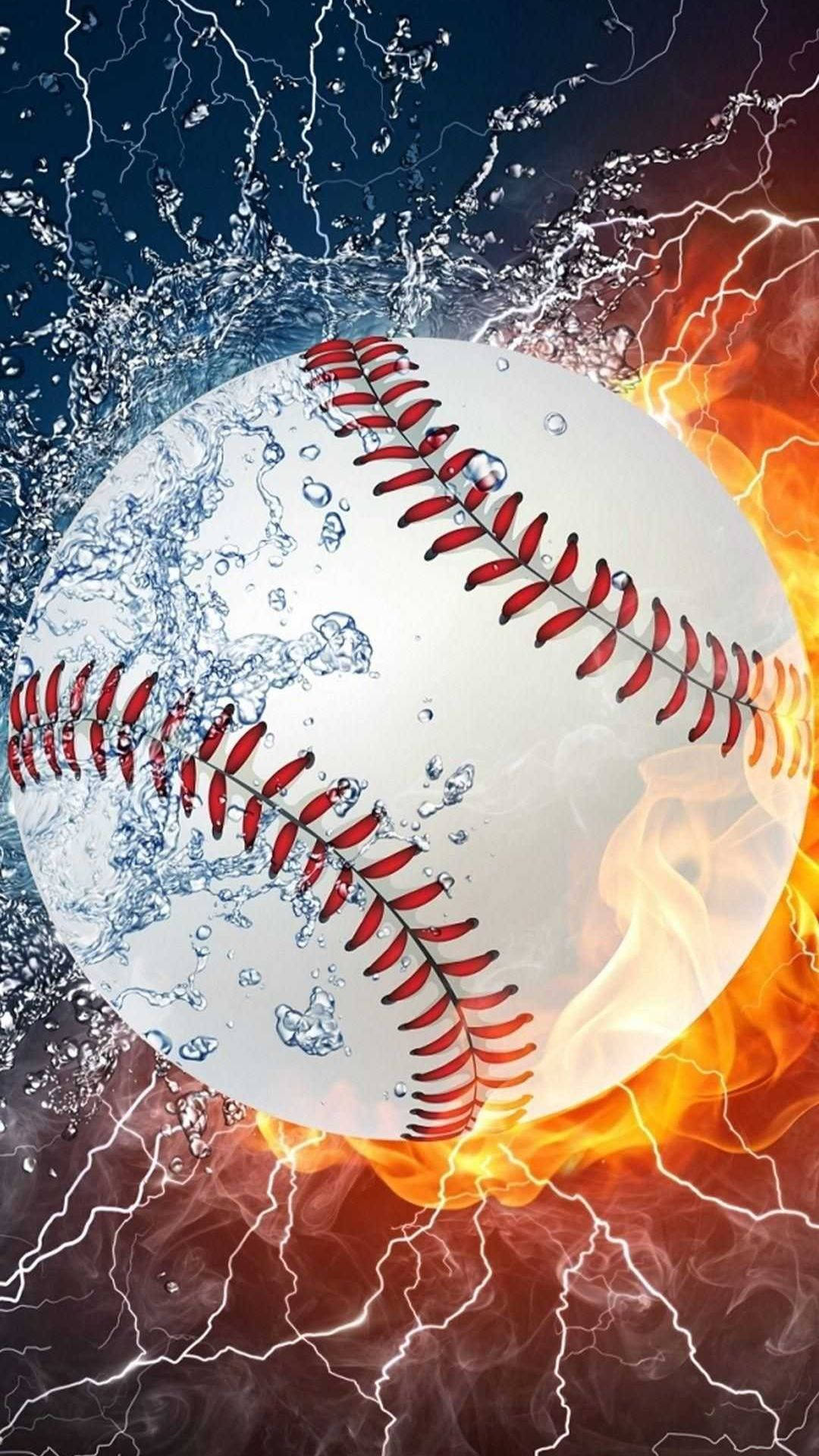 Download Baseball On Fire Sports iPhone Wallpaper