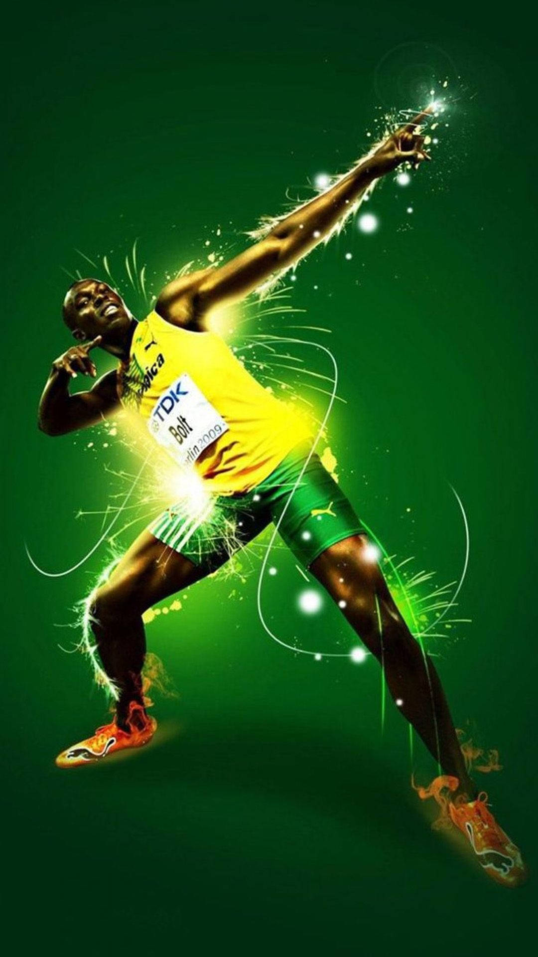 Jamaicansprinternusain Bolt Sportar Iphone Som Bakgrundsbild. Wallpaper