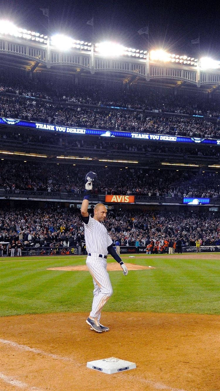 Wallpaperamerikansk Professionell Basebollspelare Derek Jeter Sportar Iphone-bakgrundsbild. Wallpaper