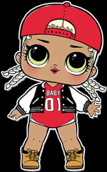 Sporty L O L Doll Illustration PNG