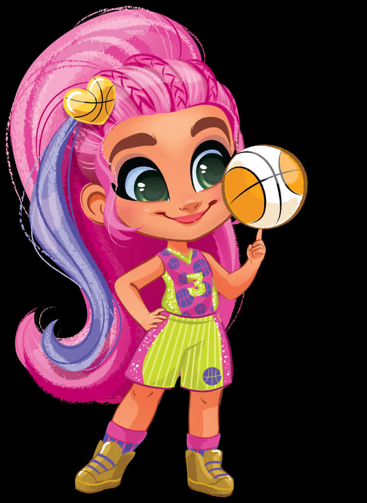 Sporty L O L Doll With Basketball PNG