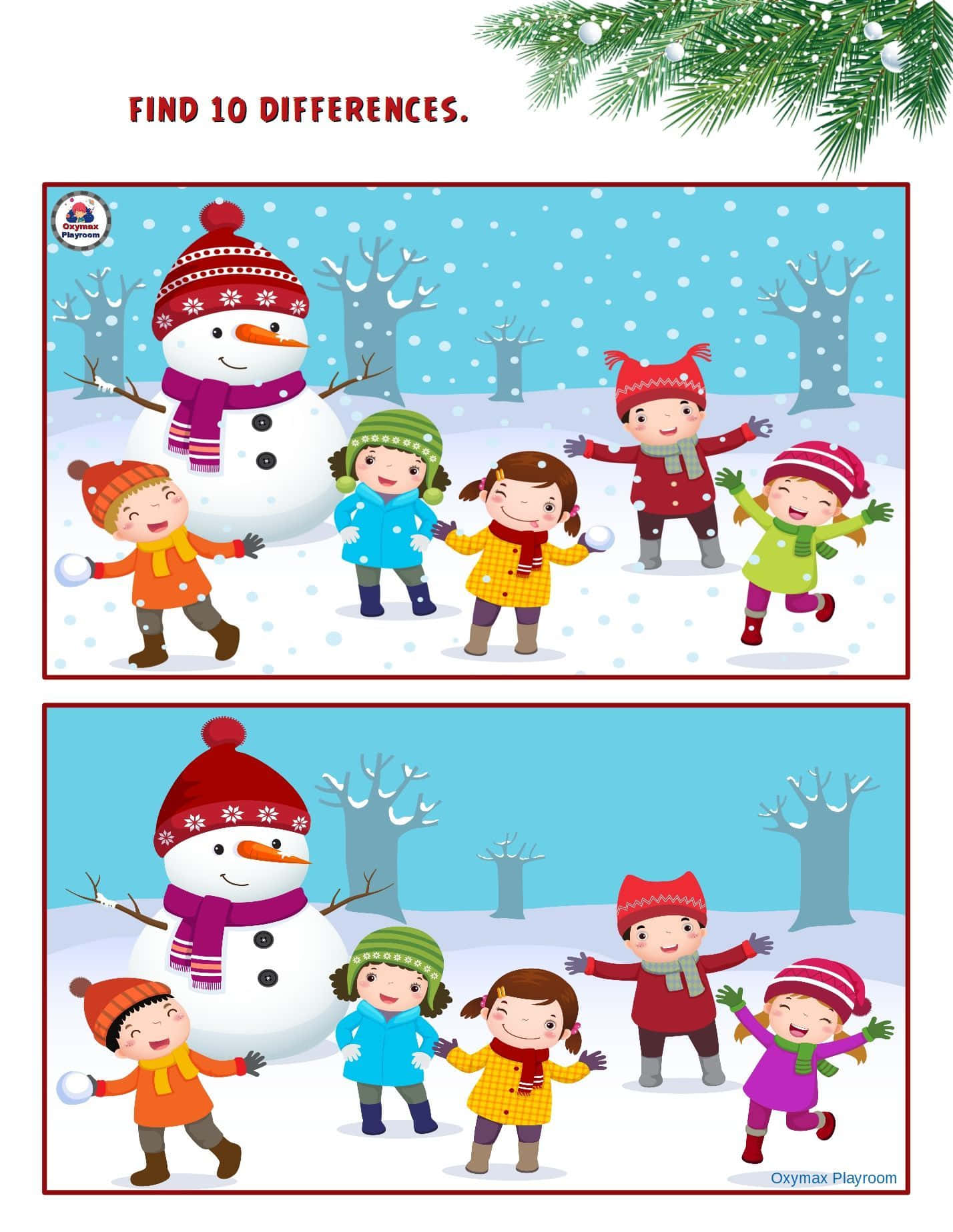 Einbild Von Kindern, Die Im Schnee Spielen
