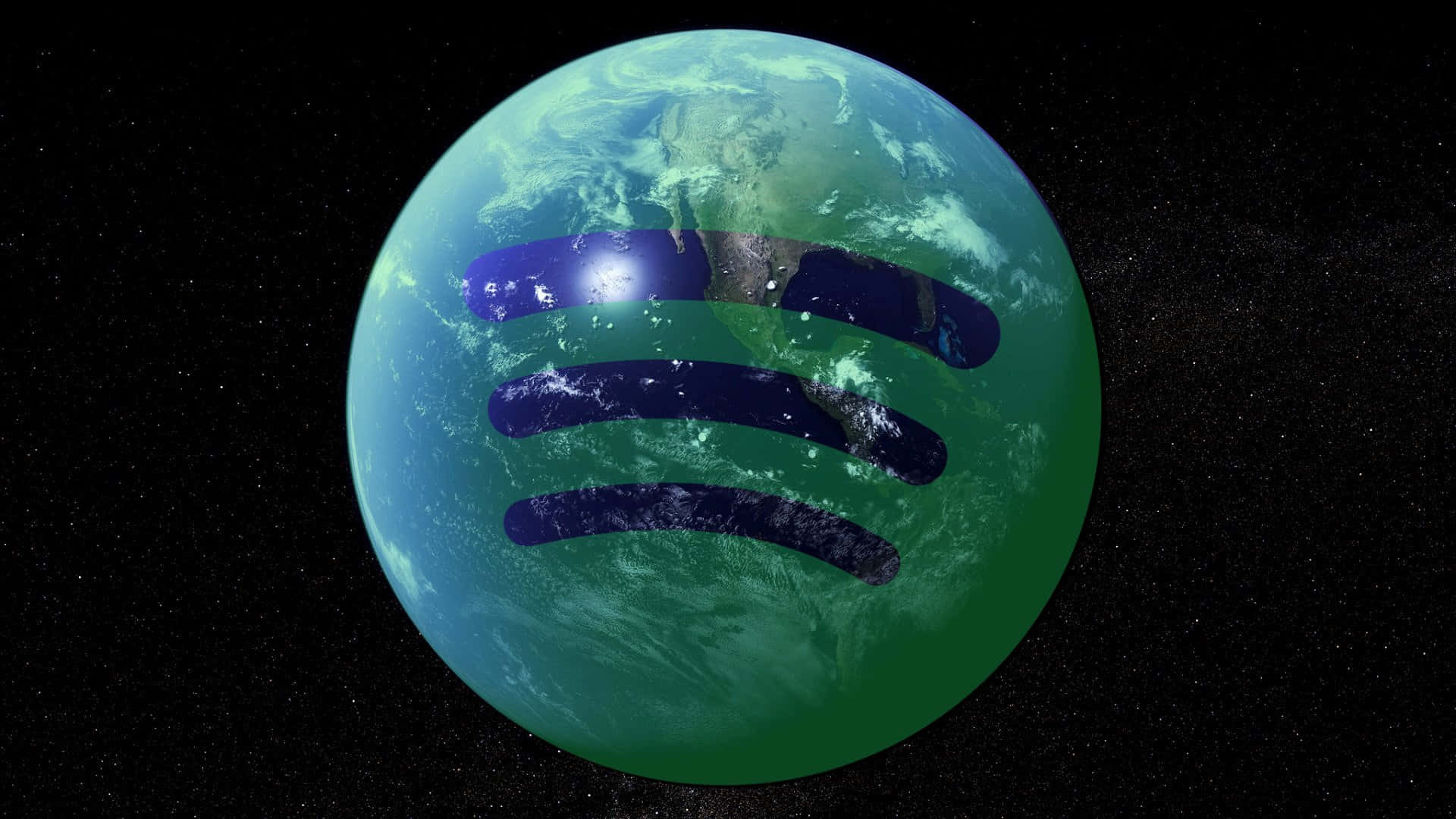 A Green Globe With A Spotify Logo On It