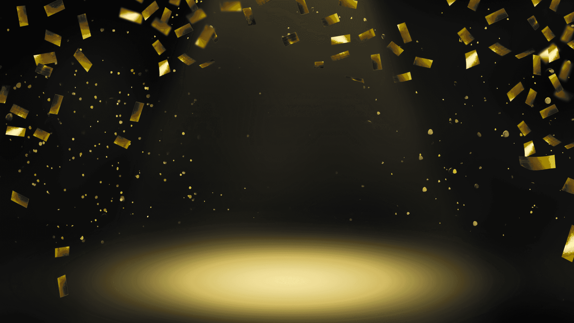 Golden Confetti Falling On A Black Background