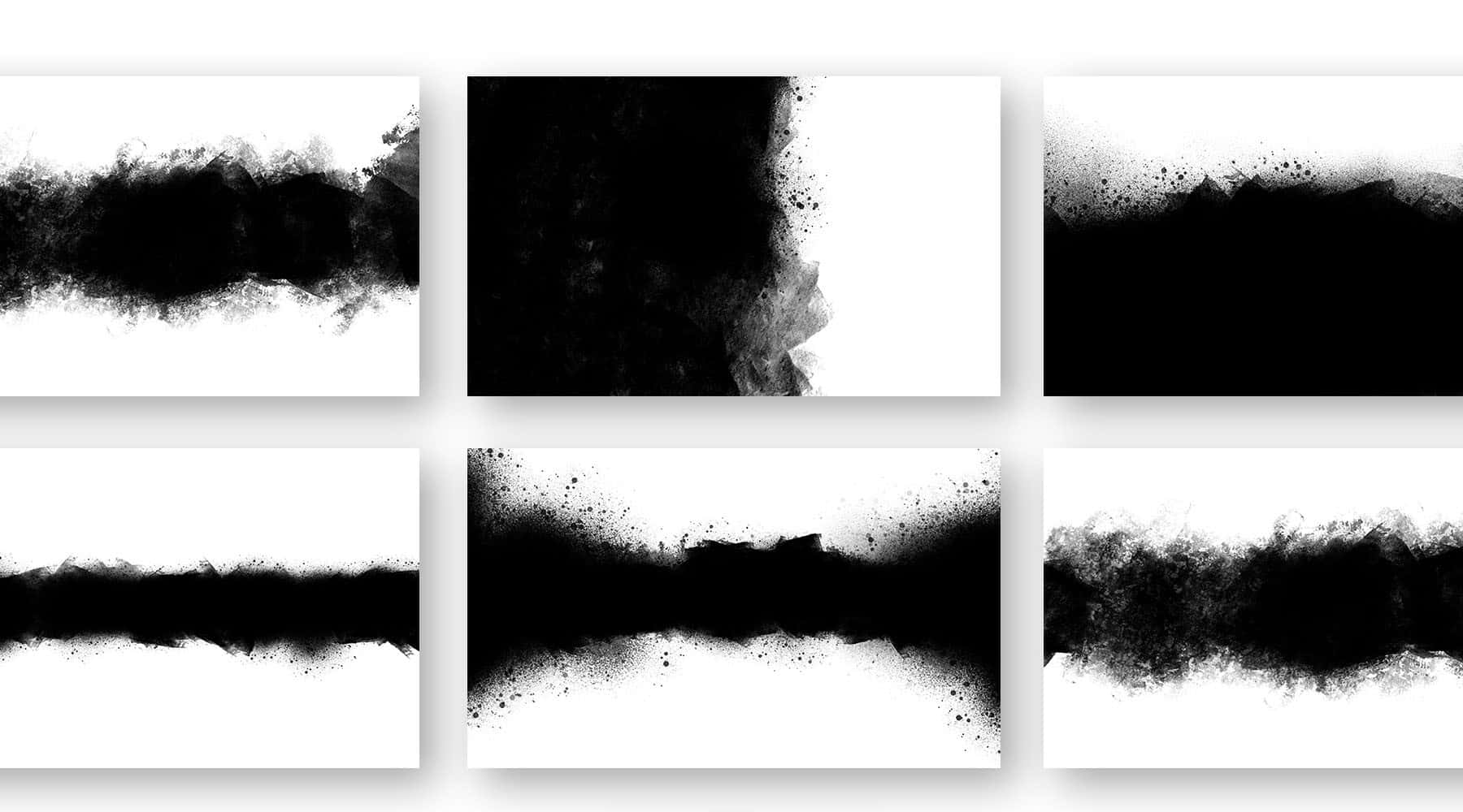 Set Of Black And White Watercolor Splatters