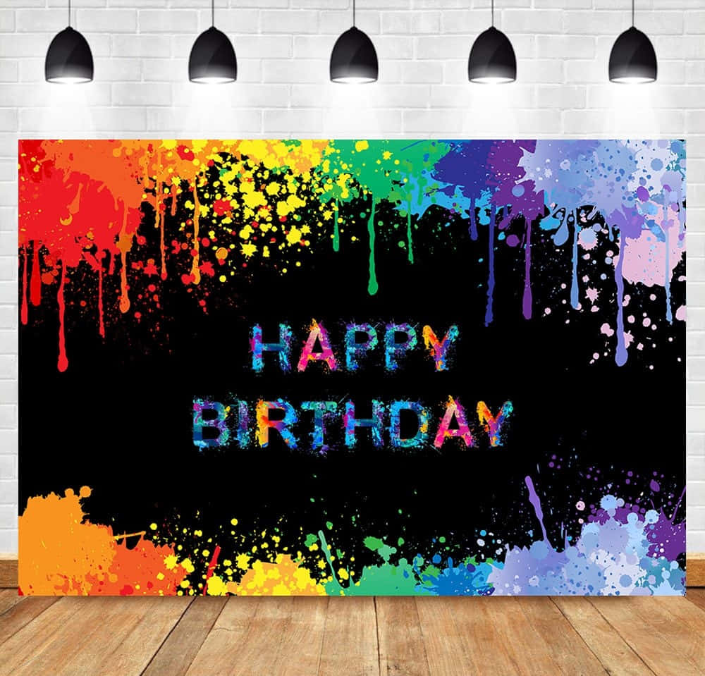 Happy Birthday Colorful Paint Splatter Background