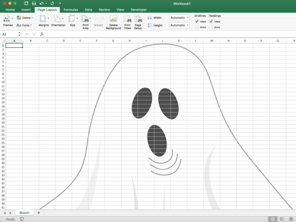 Spreadsheet With A Ghost Illustration Wallpaper