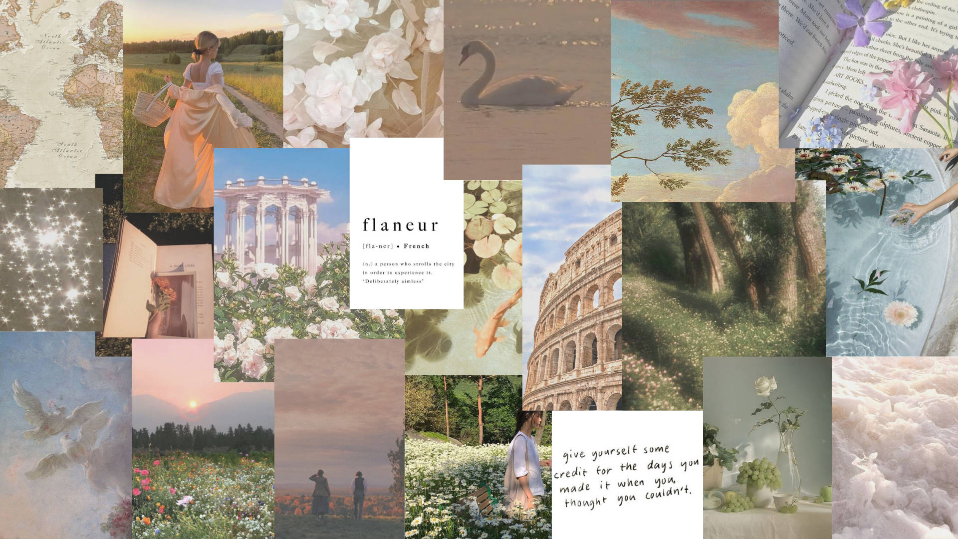 Colecciónde Collage Etéreo De Estética Primaveral. Fondo de pantalla