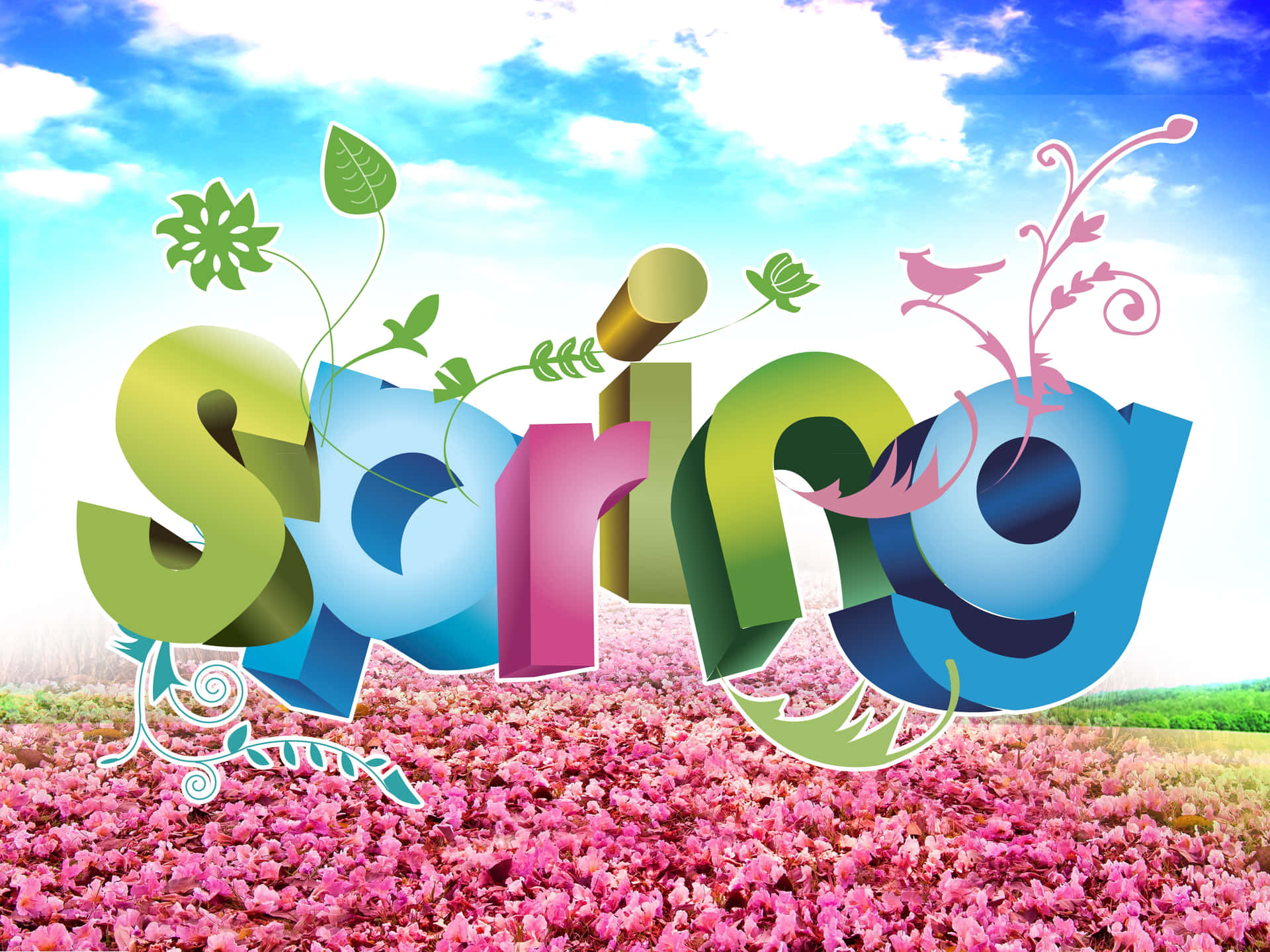 Colorful Spring Text Background