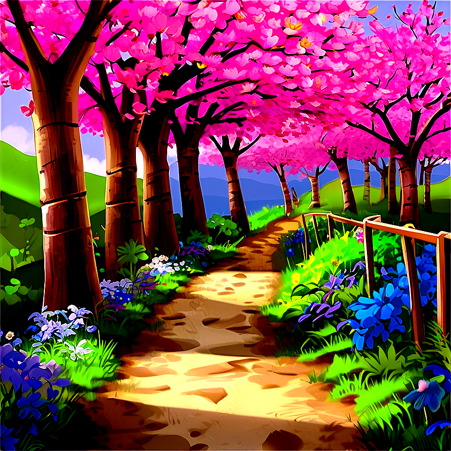 Spring Blossom Pathway Png 06202024 PNG