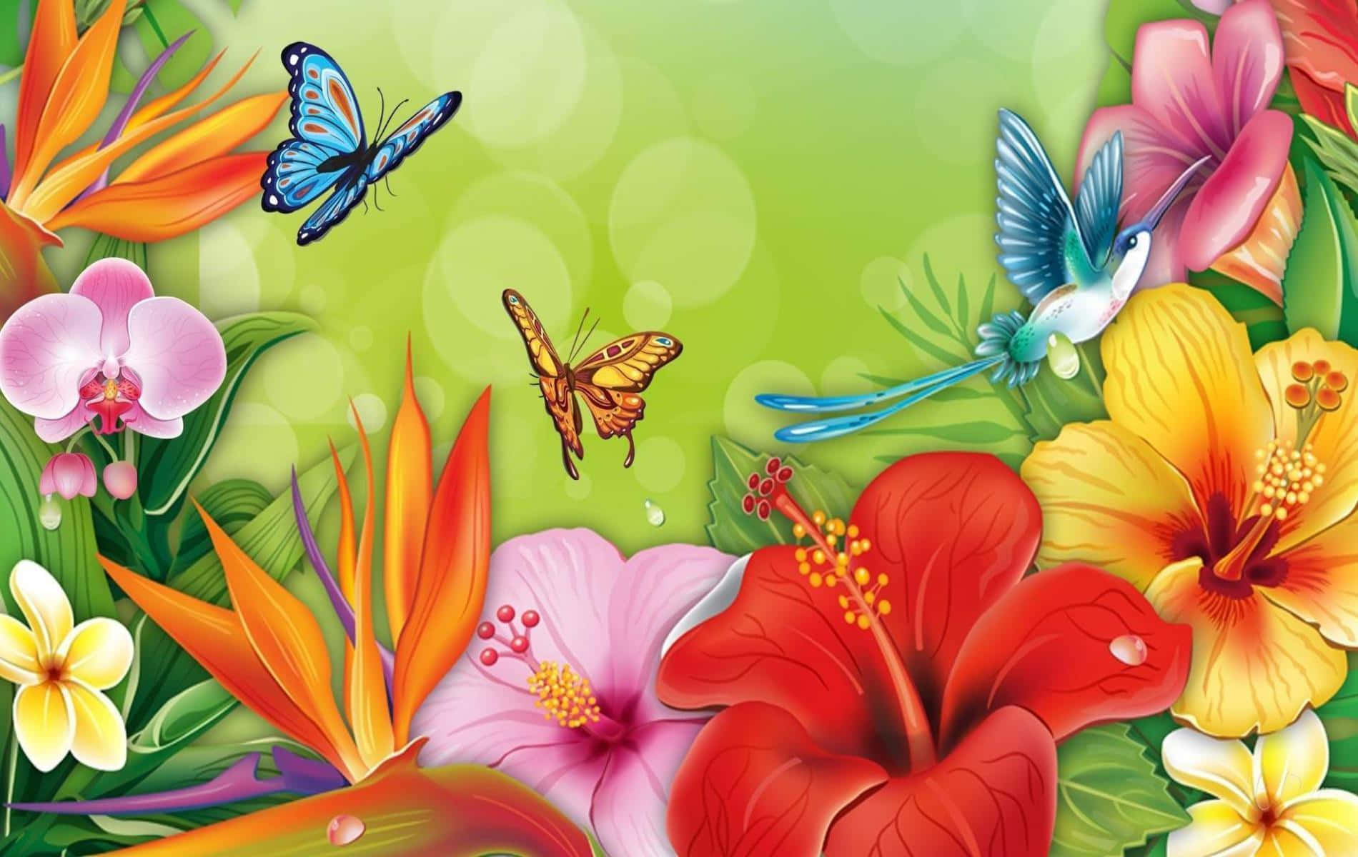 Spring Butterflies in a Vibrant Meadow Wallpaper