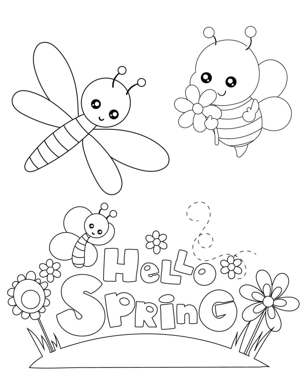 From budding flowers to migrating birds, explore the beauty of Spring with this gorgeous coloring page!