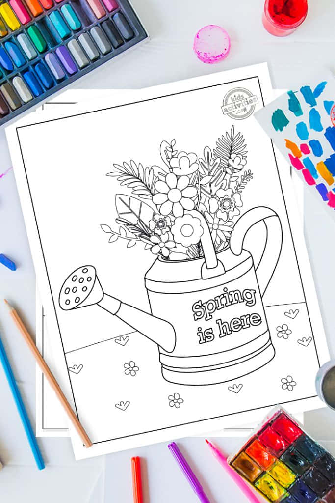 A vibrant spring garden inspired coloring page