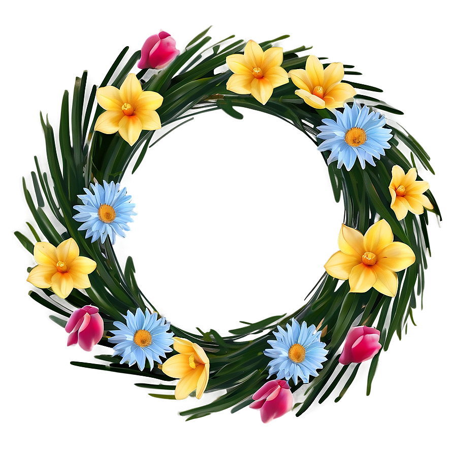 Spring Flower Wreath Png 06272024 PNG