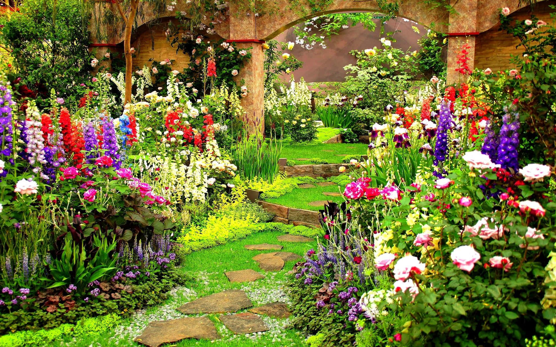 A Beautiful Blooming Spring Garden Wallpaper