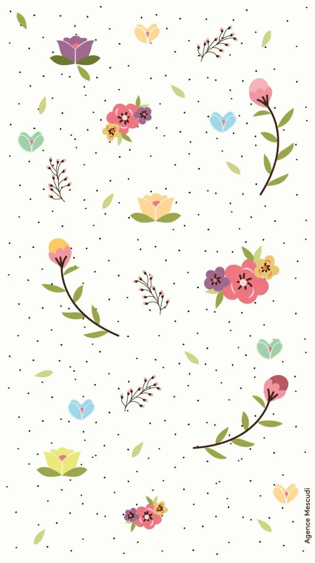 Frühlingsblumenund Punkte Für Das Iphone Wallpaper
