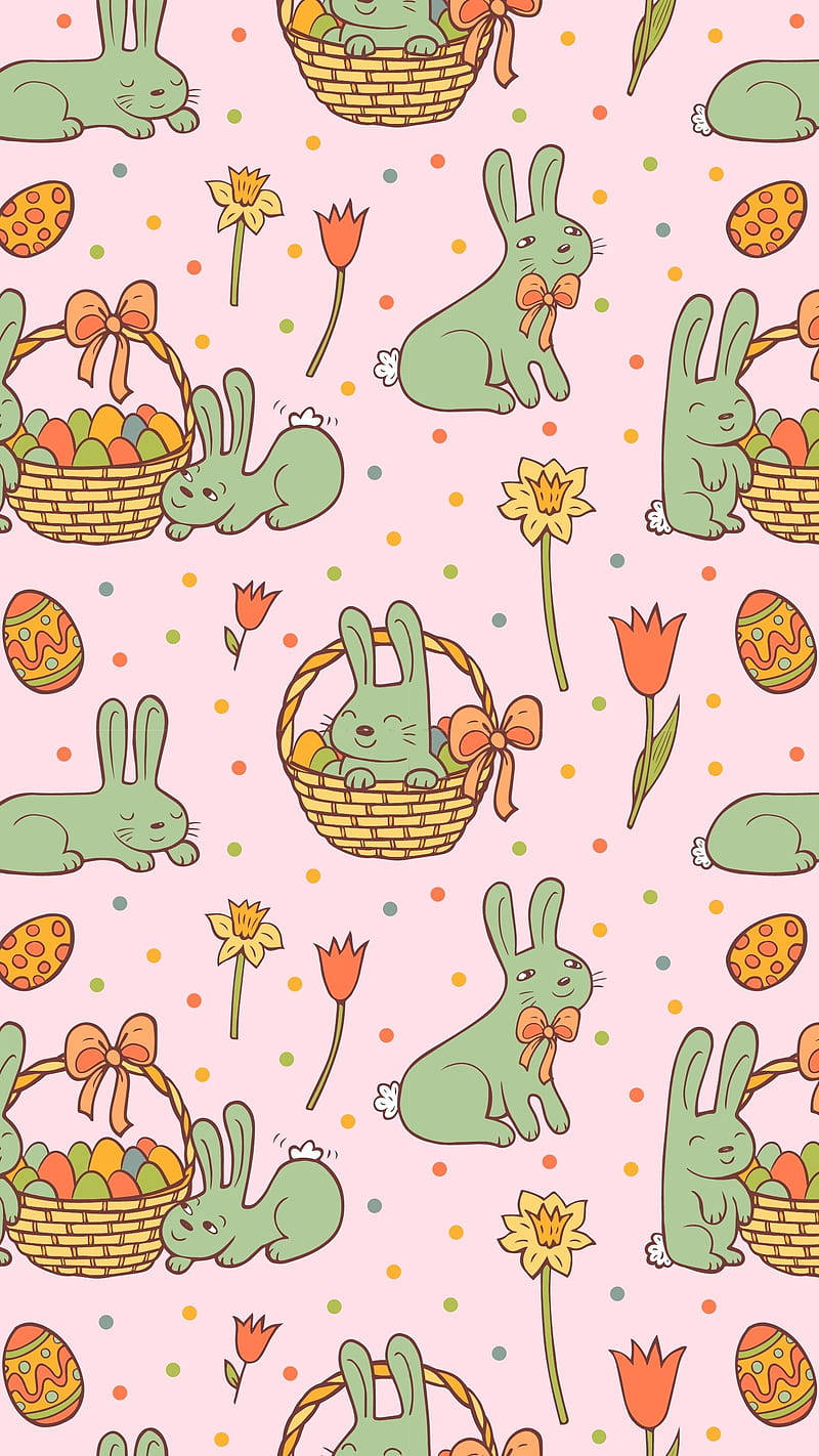 Spring Iphone Green Easter Bunnies Wallpaper