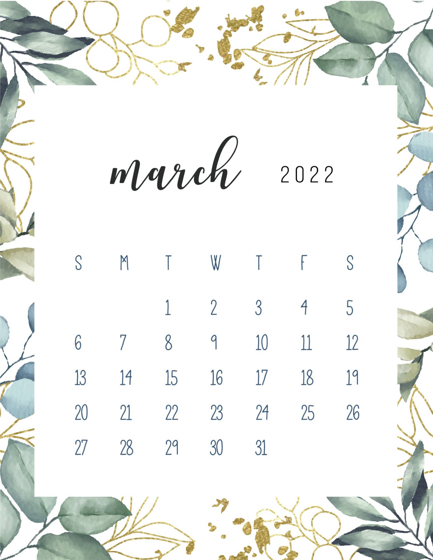 Spring March 2022 Calendar
