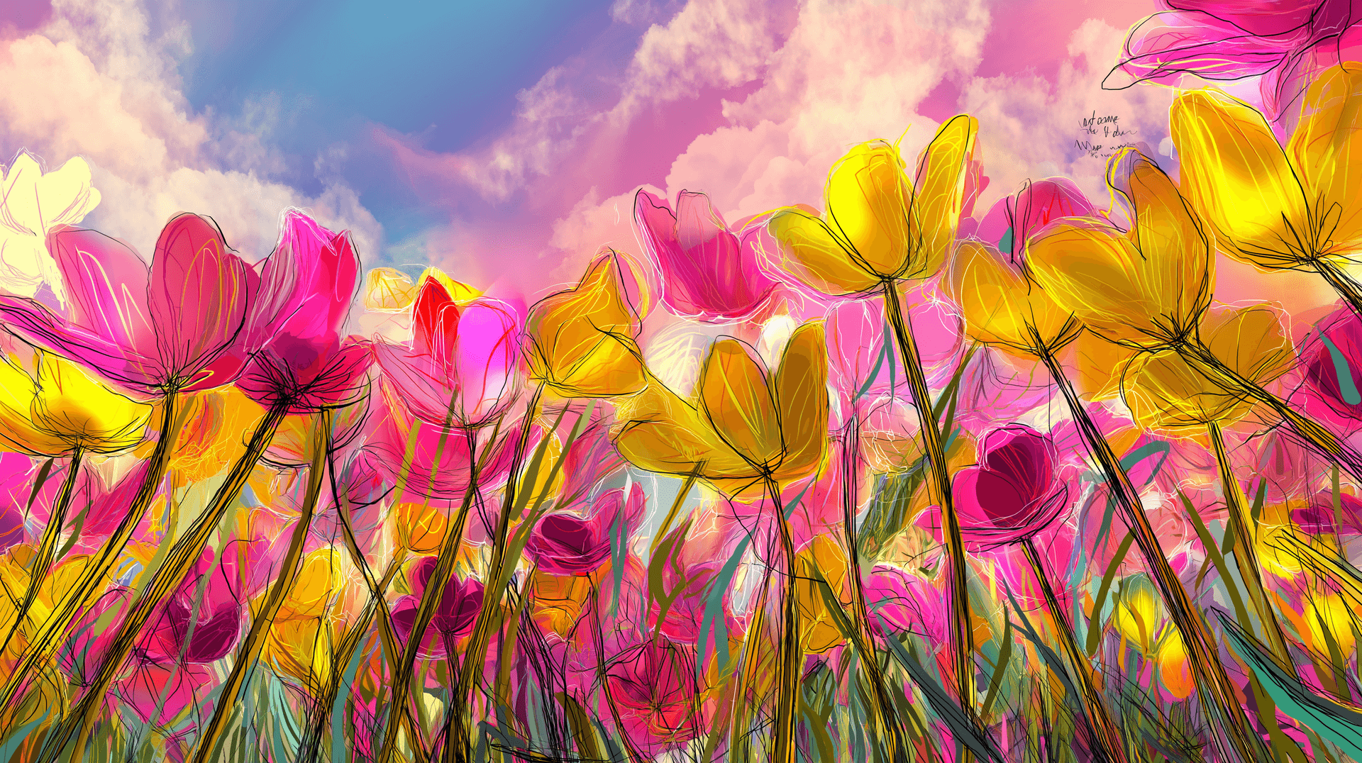Spring Meadow Blooms Wallpaper