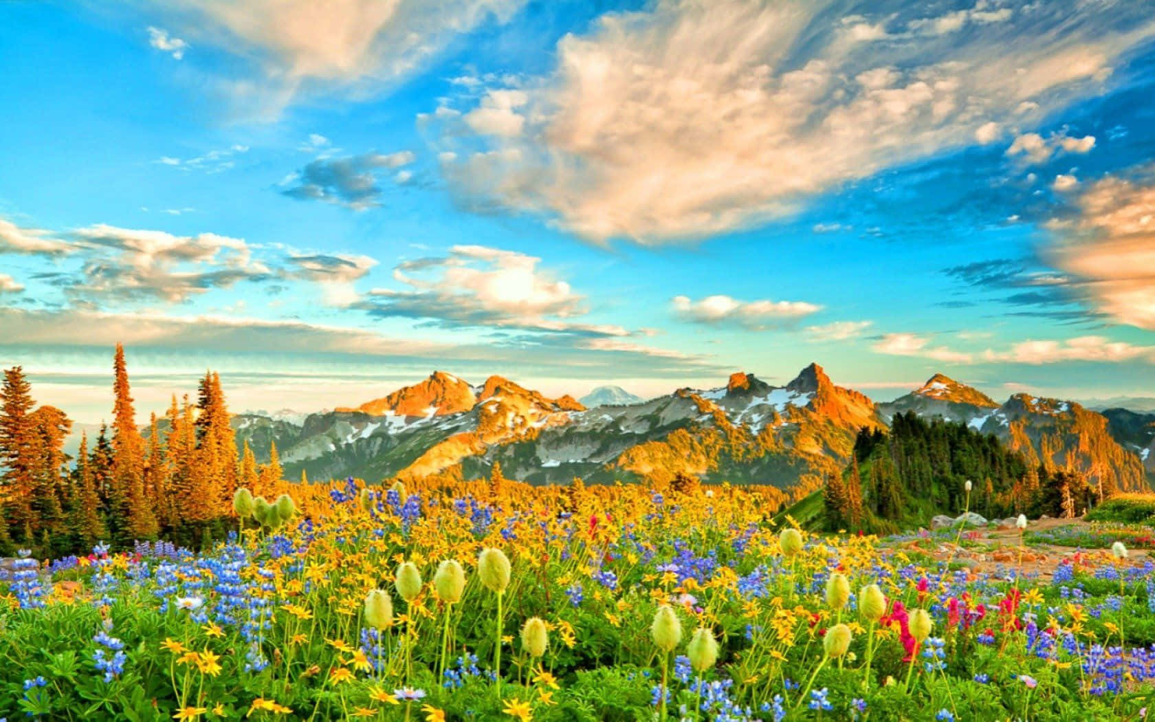 Majestic Spring Mountain Landscape Wallpaper