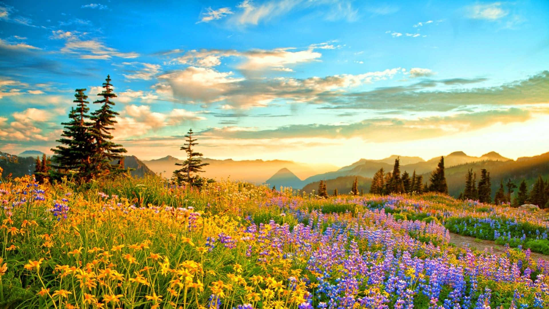 Majestic Spring Mountain Landscape Wallpaper