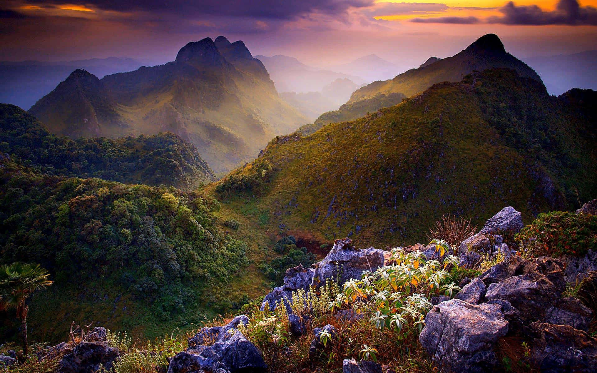 Tranquil Spring Mountain Landscape Scene Wallpaper