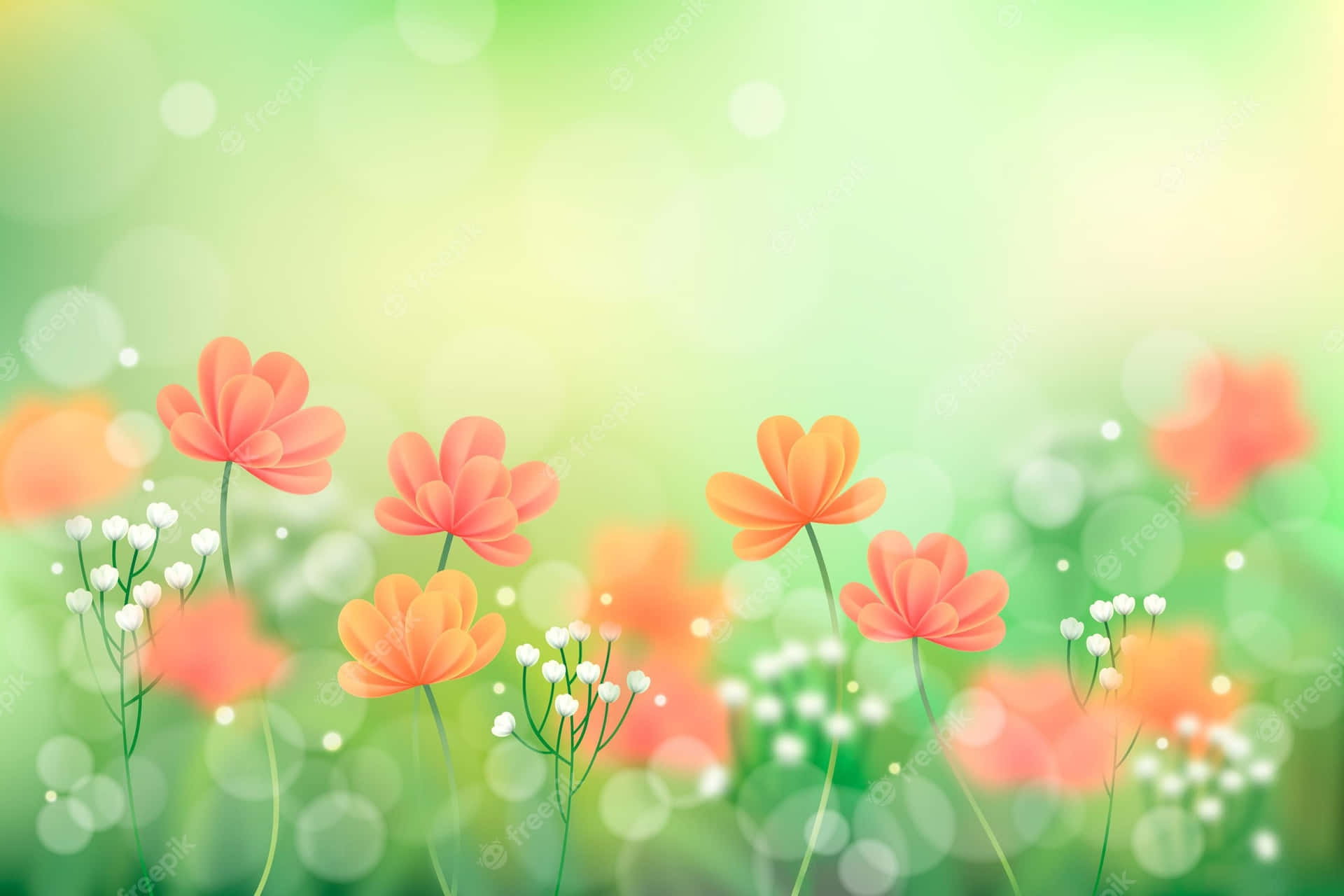 A Colorful Background With Flowers And Bokeh