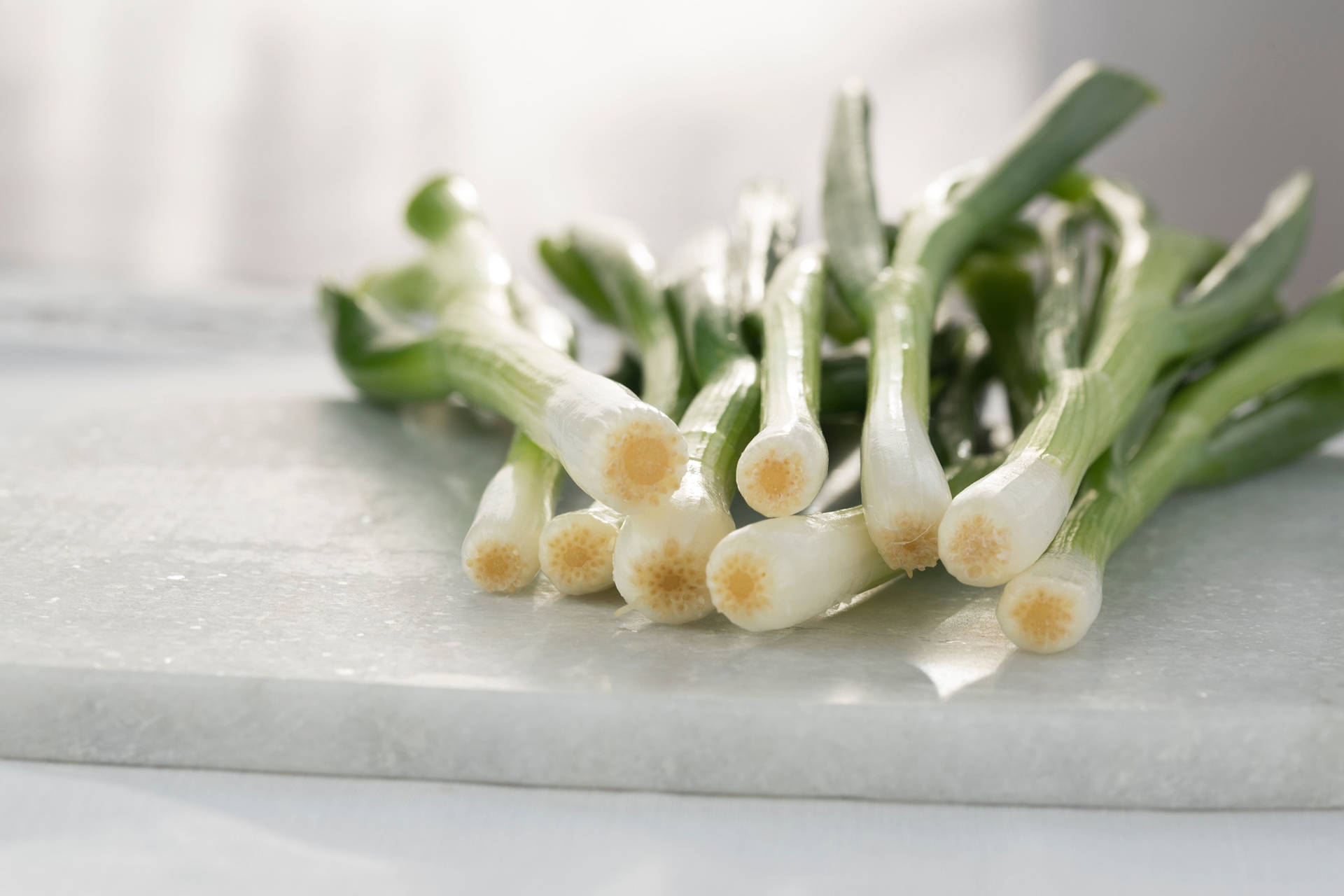Spring Onions White Chopping Board Wallpaper