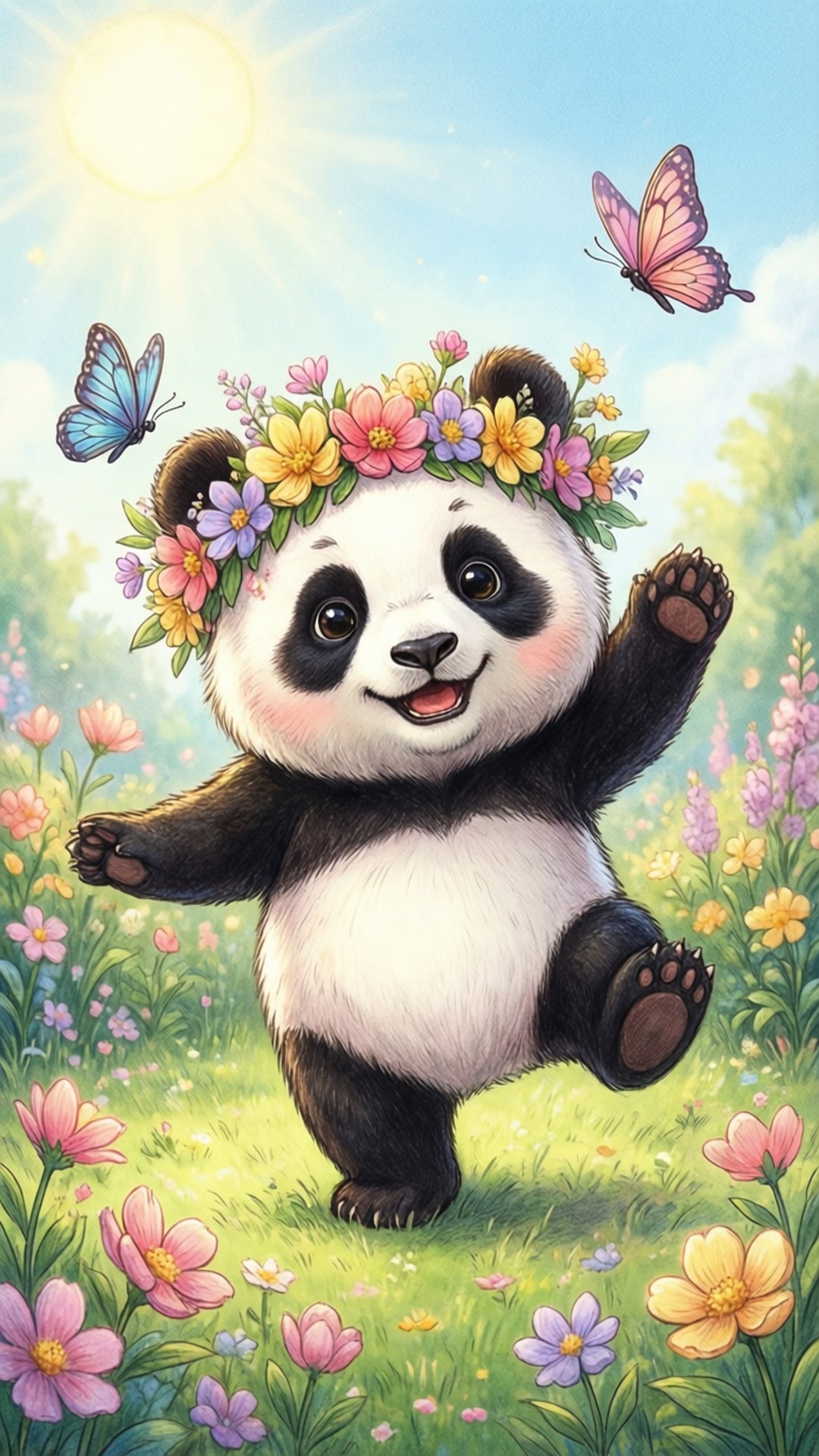 Panda Musim Semi Wallpaper