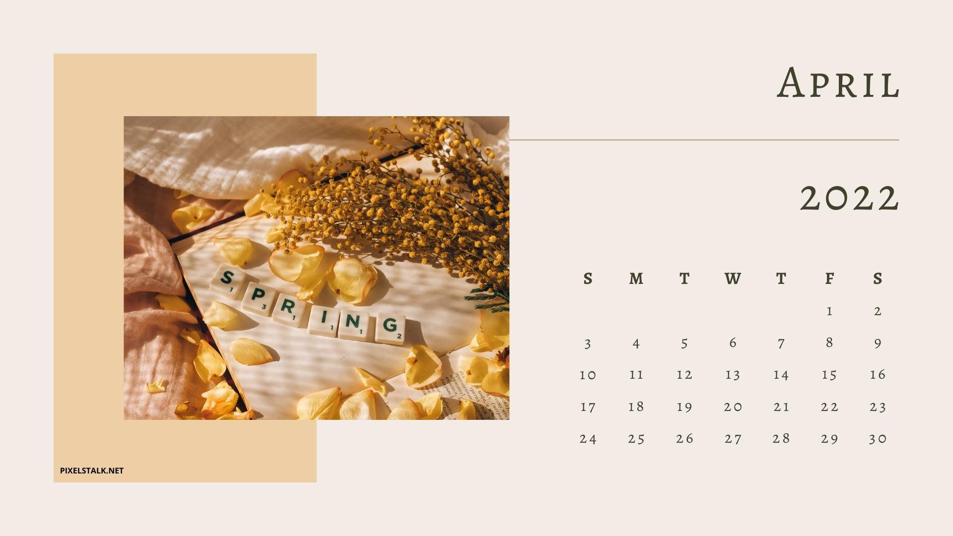 Spring Themed April 2022 Calendar Wallpaper