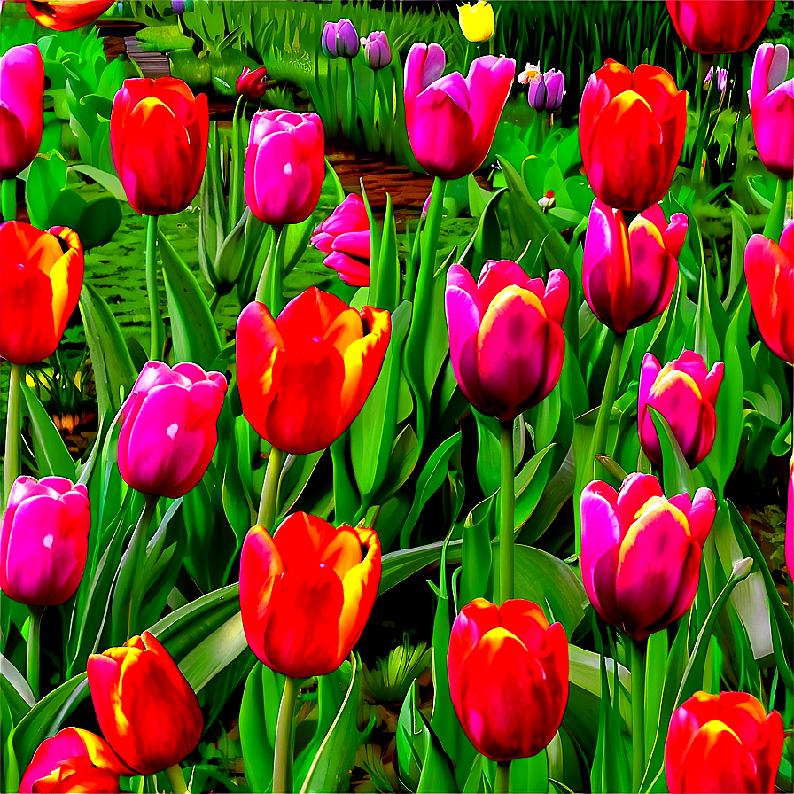 Spring Tulips Field Png Grv59 PNG