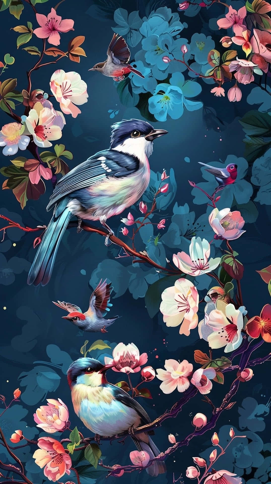 Springtime Birds Floral Paradise.jpg Wallpaper