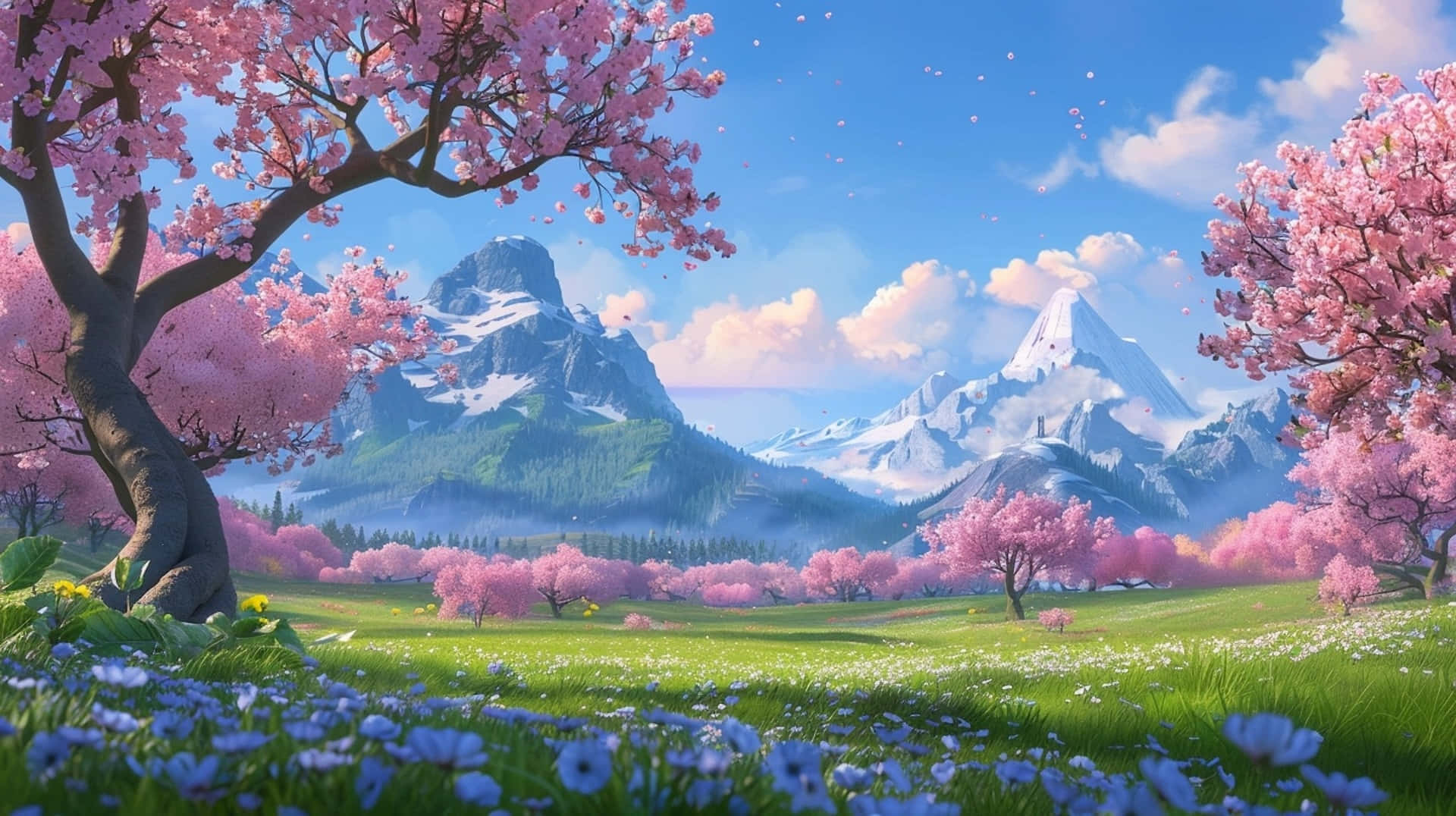Springtime_ Blossom_ Valley Wallpaper